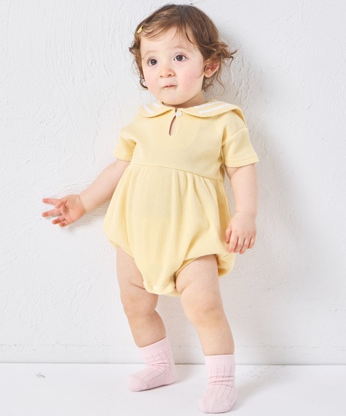 pairmanon(ペアマノン)の「【さらっとワッフル】【ベビー】セーラーカラー ロンパース(ロンパース・キッズ・アイボリー/ライトベージュ/ライトブルー/モカ・80/70)」の11枚目の写真