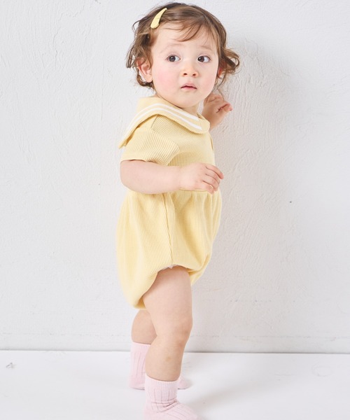 pairmanon(ペアマノン)の「【さらっとワッフル】【ベビー】セーラーカラー ロンパース(ロンパース・キッズ・アイボリー/ライトベージュ/ライトブルー/モカ・80/70)」の13枚目の写真