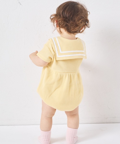 pairmanon(ペアマノン)の「【さらっとワッフル】【ベビー】セーラーカラー ロンパース(ロンパース・キッズ・アイボリー/ライトベージュ/ライトブルー/モカ・80/70)」の14枚目の写真