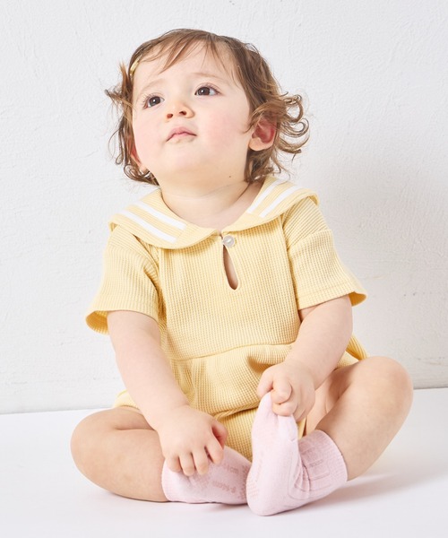 pairmanon(ペアマノン)の「【さらっとワッフル】【ベビー】セーラーカラー ロンパース(ロンパース・キッズ・アイボリー/ライトベージュ/ライトブルー/モカ・80/70)」の15枚目の写真