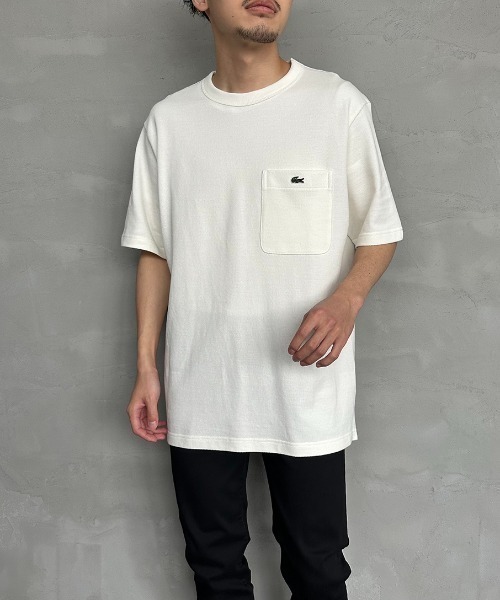 LACOSTE（ラコステ）の「[LACOSTE/ラコステ] ワンポイントロゴ 鹿の子ポケットTシャツ（Tシャツ/カットソー・レディース・ブラック/ホワイト/ピンク・2/3/4/5）」の5枚目の写真