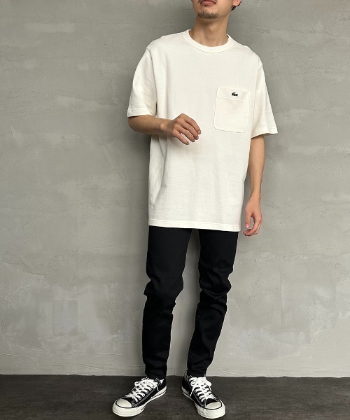 LACOSTE（ラコステ）の「[LACOSTE/ラコステ] ワンポイントロゴ 鹿の子ポケットTシャツ（Tシャツ/カットソー・レディース・ブラック/ホワイト/ピンク・2/3/4/5）」の8枚目の写真