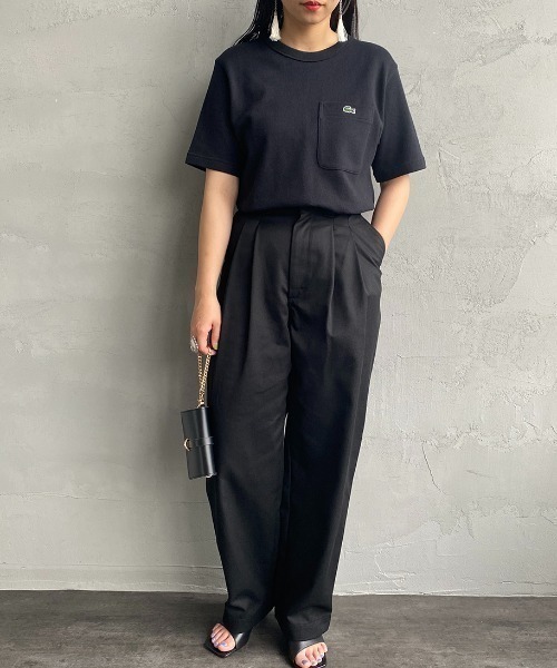 LACOSTE（ラコステ）の「[LACOSTE/ラコステ] ワンポイントロゴ 鹿の子ポケットTシャツ（Tシャツ/カットソー・レディース・ブラック/ホワイト/ピンク・2/3/4/5）」の13枚目の写真