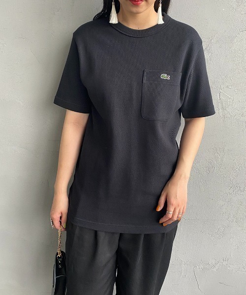 LACOSTE（ラコステ）の「[LACOSTE/ラコステ] ワンポイントロゴ 鹿の子ポケットTシャツ（Tシャツ/カットソー・レディース・ブラック/ホワイト/ピンク・2/3/4/5）」の15枚目の写真