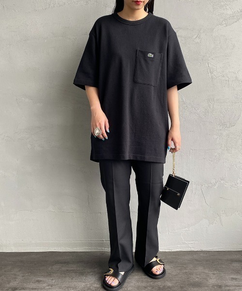 LACOSTE（ラコステ）の「[LACOSTE/ラコステ] ワンポイントロゴ 鹿の子ポケットTシャツ（Tシャツ/カットソー・レディース・ブラック/ホワイト/ピンク・2/3/4/5）」の22枚目の写真