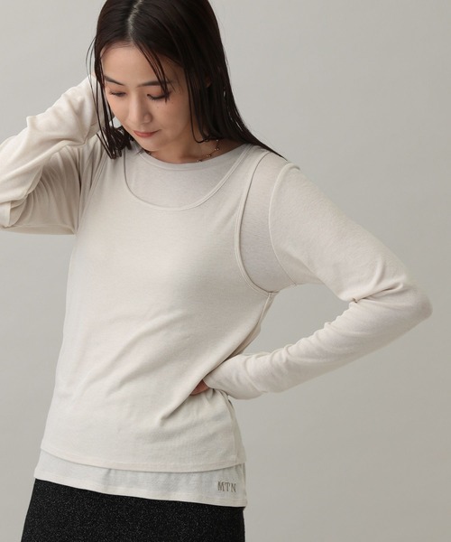 GLOBAL WORK(グローバルワーク)の「MATINEE LINE/シアータンクレイヤードプルオーバー/288778(Tシャツ/カットソー・レディース・アイボリー/チャコール/ブラック・MEDIUM/LARGE)」の1枚目の写真