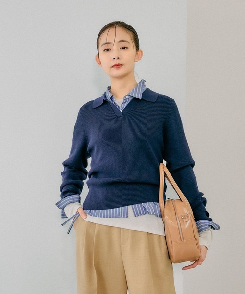 GLOBAL WORK(グローバルワーク)の「MATINEE LINE/シアータンクレイヤードプルオーバー/288778(Tシャツ/カットソー・レディース・アイボリー/チャコール/ブラック・MEDIUM/LARGE)」の6枚目の写真