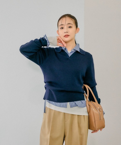 GLOBAL WORK(グローバルワーク)の「MATINEE LINE/シアータンクレイヤードプルオーバー/288778(Tシャツ/カットソー・レディース・アイボリー/チャコール/ブラック・MEDIUM/LARGE)」の7枚目の写真