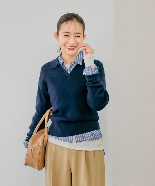 GLOBAL WORK(グローバルワーク)の「MATINEE LINE/シアータンクレイヤードプルオーバー/288778(Tシャツ/カットソー・レディース・アイボリー/チャコール/ブラック・MEDIUM/LARGE)」の9枚目の写真