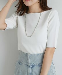 【接触冷感・UVカット】クールタッチUV総針5分袖ニット