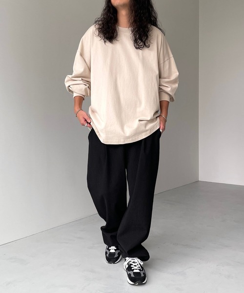 natto(ナット)の「【ユニセックスアイテム】loose silhouette heavy weight long sleeve / ルーズシルエットヘビーウェイトロングスリーブ(Tシャツ/カットソー・メンズ・アイボリー/ブラック・FREE)」の9枚目の写真