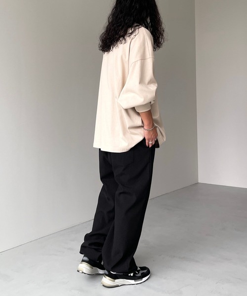 natto(ナット)の「【ユニセックスアイテム】loose silhouette heavy weight long sleeve / ルーズシルエットヘビーウェイトロングスリーブ(Tシャツ/カットソー・メンズ・アイボリー/ブラック・FREE)」の13枚目の写真