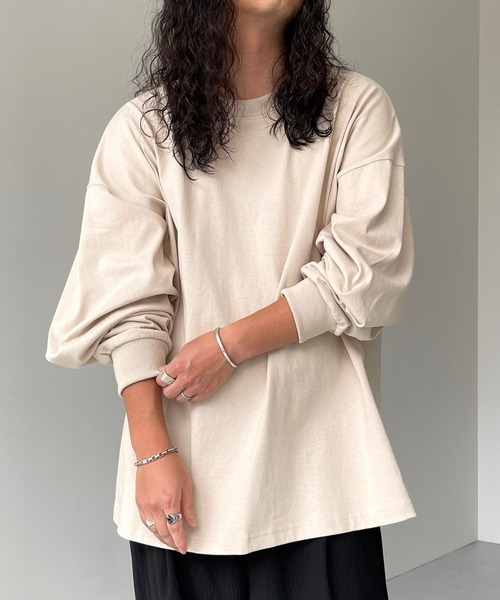 natto(ナット)の「【ユニセックスアイテム】loose silhouette heavy weight long sleeve / ルーズシルエットヘビーウェイトロングスリーブ(Tシャツ/カットソー・メンズ・アイボリー/ブラック・FREE)」の20枚目の写真