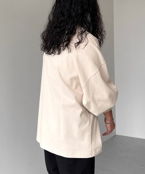 natto(ナット)の「【ユニセックスアイテム】loose silhouette heavy weight long sleeve / ルーズシルエットヘビーウェイトロングスリーブ(Tシャツ/カットソー・メンズ・アイボリー/ブラック・FREE)」の22枚目の写真