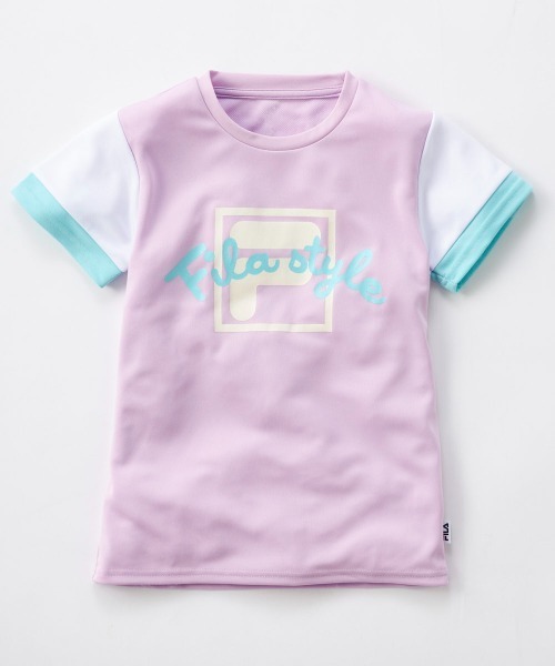 FILA（フィラ）の「手書き風ロゴドライ素材Tシャツ（Tシャツ/カットソー・キッズ・ラベンダー/ミント・130/140/150/160）」の2枚目の写真
