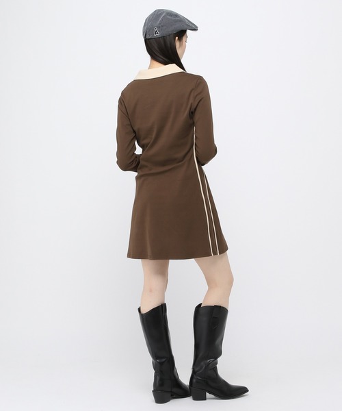 3.3 Field Trip （3.3フィールドトリップ）の「3.3 Field Trip／ラインスリムワンピース（ワンピース・レディース・ブラウン・FREE）」の4枚目の写真