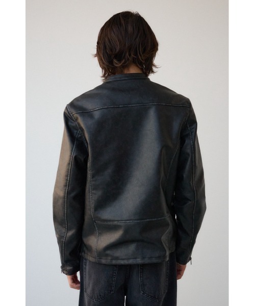 AZUL by moussy（アズールバイマウジー）の「ヴィンテージフェイクレザーライダースブルゾン（ブルゾン・メンズ・グレー/ブラック・MEDIUM/LARGE）」の8枚目の写真