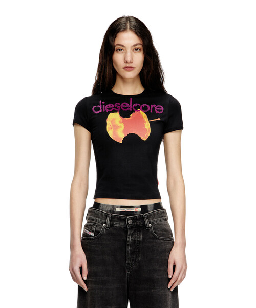DIESEL（ディーゼル）の「ウィメンズ Tシャツ T-UNCUTIES-SHORT-Q2（Tシャツ/カットソー・レディース・ホワイト/ブラック・X-LARGE/SMALL/X-SMALL/LARGE/MEDIUM）」の7枚目の写真