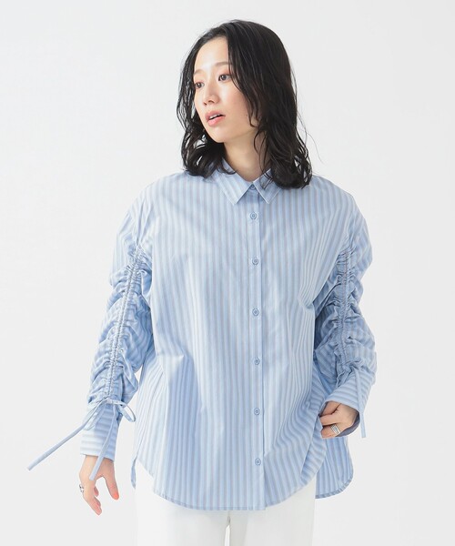 B:MING by BEAMS（ビーミングバイビームス）の「【洗える】2way シャーリング シャツ（シャツ/ブラウス・レディース・ホワイト系その他5/ブルー/ピンク・ONE SIZE）」の3枚目の写真