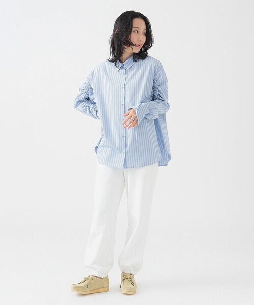 B:MING by BEAMS（ビーミングバイビームス）の「【洗える】2way シャーリング シャツ（シャツ/ブラウス・レディース・ホワイト系その他5/ブルー/ピンク・ONE SIZE）」の6枚目の写真