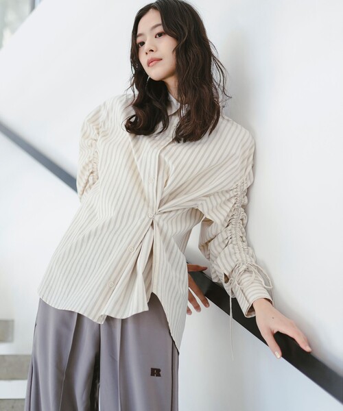B:MING by BEAMS（ビーミングバイビームス）の「【洗える】2way シャーリング シャツ（シャツ/ブラウス・レディース・ホワイト系その他5/ブルー/ピンク・ONE SIZE）」の20枚目の写真