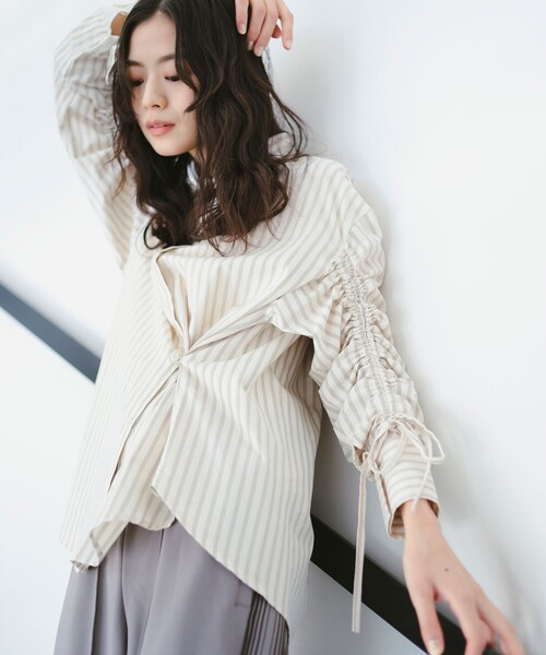 B:MING by BEAMS（ビーミングバイビームス）の「【洗える】2way シャーリング シャツ（シャツ/ブラウス・レディース・ホワイト系その他5/ブルー/ピンク・ONE SIZE）」の21枚目の写真