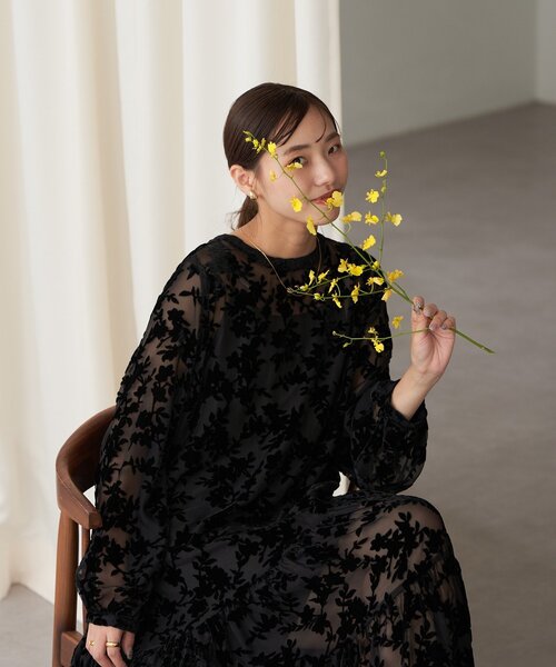 CIAOPANIC（チャオパニック）の「【前後2WAY】ベロアフラワーティアードワンピース（ワンピース・レディース・ブラック/ブルー・ONE SIZE/0）」の3枚目の写真