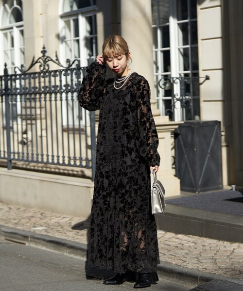 CIAOPANIC（チャオパニック）の「【前後2WAY】ベロアフラワーティアードワンピース（ワンピース・レディース・ブラック/ブルー・ONE SIZE/0）」の13枚目の写真