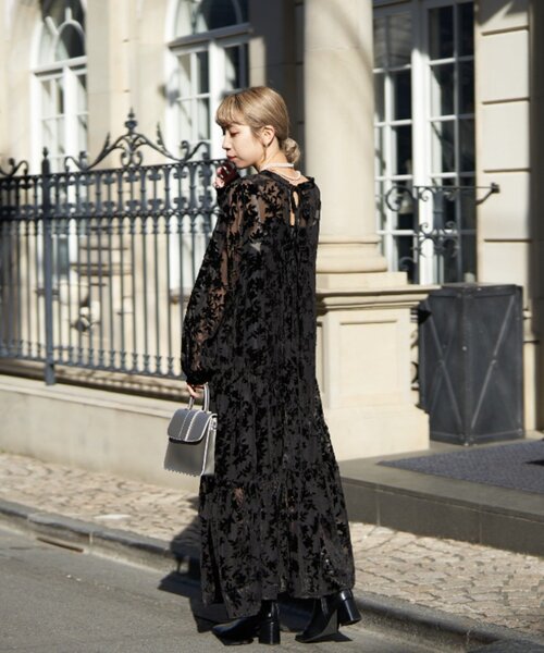 本日限定★CIAOPANIC 【前後2WAY】ベロアフラワーティアードワンピース 前後2WAY】ベロアフラワーティアードワンピース（ワンピース