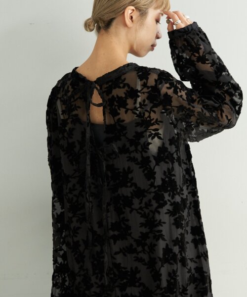 セール】【前後2WAY】ベロアフラワーティアードワンピース（ワンピース