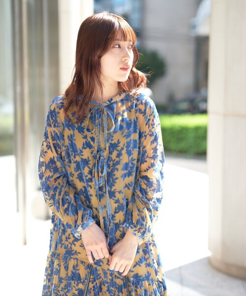 前後2WAY】ベロアフラワーティアードワンピース（ワンピース