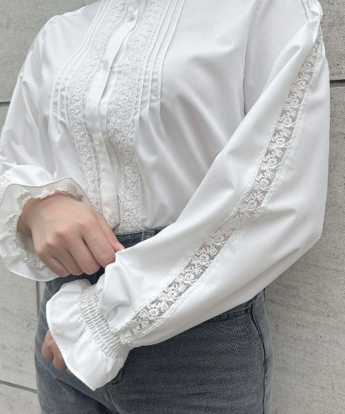 F i.n.t（フィント）の「レースピンタック使いブラウス/ fint　フィント（シャツ/ブラウス・レディース・ライトベージュ/オフホワイト・FREE）」の6枚目の写真