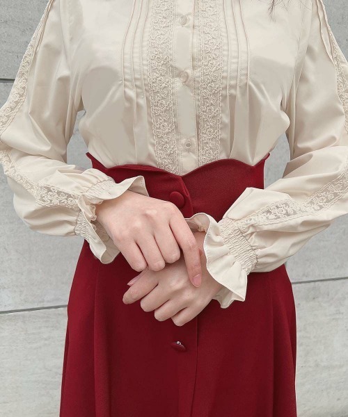 F i.n.t（フィント）の「レースピンタック使いブラウス/ fint　フィント（シャツ/ブラウス・レディース・ライトベージュ/オフホワイト・FREE）」の11枚目の写真