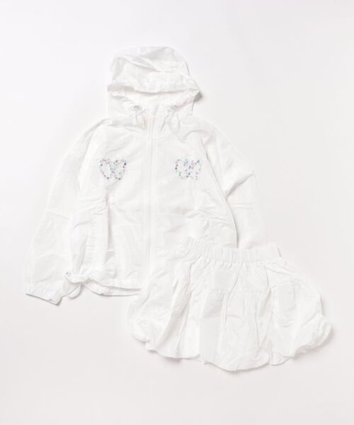 aimoha（アイモハ）の「【aimoha-KIDS-】刺繍フード付きジャケット＆フレアスカートセット（セットアップ・キッズ・ライトブルー/ホワイト・110/120/130/140/150）」の5枚目の写真