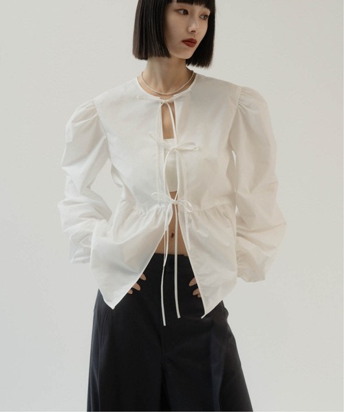 Knuth Marf(クヌースマーフ)の「2way ribbon lady blouse(シャツ/ブラウス・レディース・ブラック/ホワイト・FREE)」の14枚目の写真