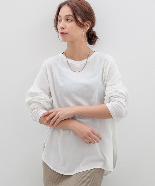 HEREIAM(ヘレイアム)の「【HEREIAM】ハイツイストルーズプルオーバー(Tシャツ/カットソー・レディース・ホワイト/グレー/ブラック・FREE)」の2枚目の写真