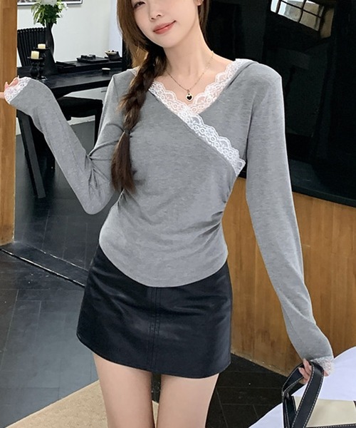 MEMECLE(メメクル)の「【 MEMECLE / メメクル 】レースフード付きTシャツ(Tシャツ/カットソー・レディース・ホワイト/グレー・L/S/M)」の15枚目の写真