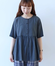 ●コットン/ボイルローン ギャザーブラウス
