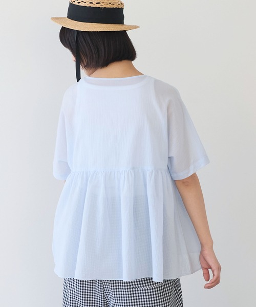 bulle de savon（ビュルデサボン）の「●コットン/ボイルローン ギャザーブラウス（シャツ/ブラウス・レディース・サックスブルー/ホワイト/チャコールグレー・FREE）」の19枚目の写真