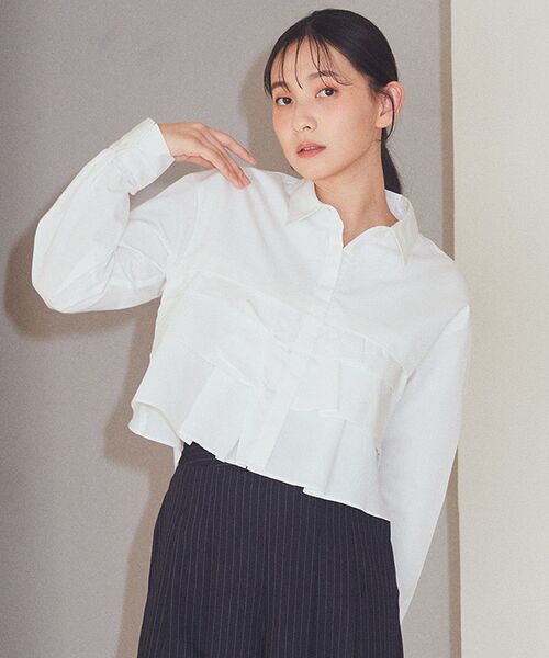 earth music&ecology(アースミュージックアンドエコロジー)の「ティアードショートシャツ(シャツ/ブラウス・レディース・ベージュ系その他2/オフホワイト/ブルー系その他7・FREE)」の4枚目の写真