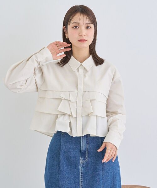 earth music&ecology(アースミュージックアンドエコロジー)の「ティアードショートシャツ(シャツ/ブラウス・レディース・ベージュ系その他2/オフホワイト/ブルー系その他7・FREE)」の8枚目の写真