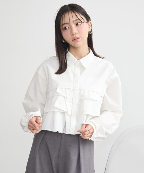 earth music&ecology(アースミュージックアンドエコロジー)の「ティアードショートシャツ(シャツ/ブラウス・レディース・ベージュ系その他2/オフホワイト/ブルー系その他7・FREE)」の14枚目の写真