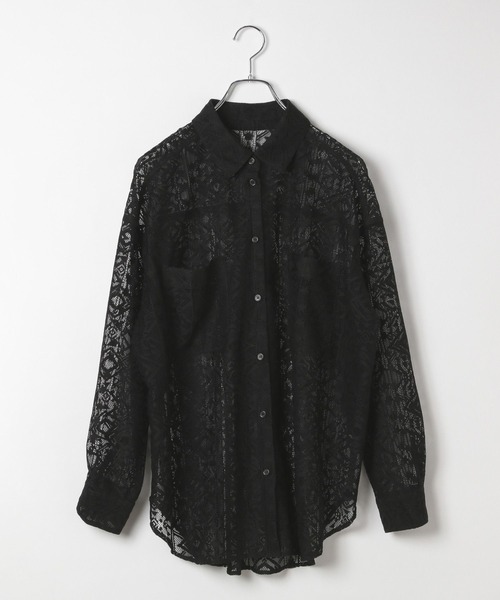 BAYFLOW（ベイフロー）の「ロングスリーブレースシャツ（シャツ/ブラウス・レディース・ブラック/サックスブルー/オフホワイト・FREE）」の7枚目の写真