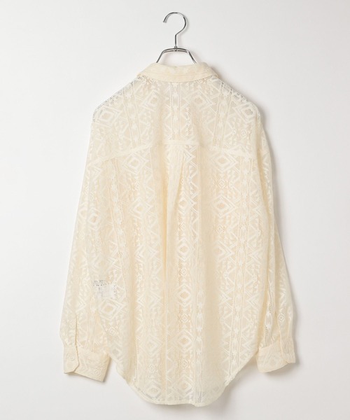 BAYFLOW（ベイフロー）の「ロングスリーブレースシャツ（シャツ/ブラウス・レディース・ブラック/サックスブルー/オフホワイト・FREE）」の8枚目の写真