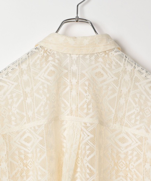 BAYFLOW（ベイフロー）の「ロングスリーブレースシャツ（シャツ/ブラウス・レディース・ブラック/サックスブルー/オフホワイト・FREE）」の13枚目の写真