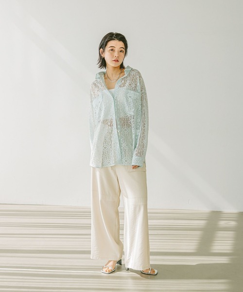 BAYFLOW（ベイフロー）の「ロングスリーブレースシャツ（シャツ/ブラウス・レディース・ブラック/サックスブルー/オフホワイト・FREE）」の22枚目の写真