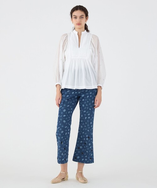 新品ne Quittez pas BLACK POPLIN ORGANZEシャツ 別注】ne Quittez pas BLACK POPLIN ORGANZEシャツ