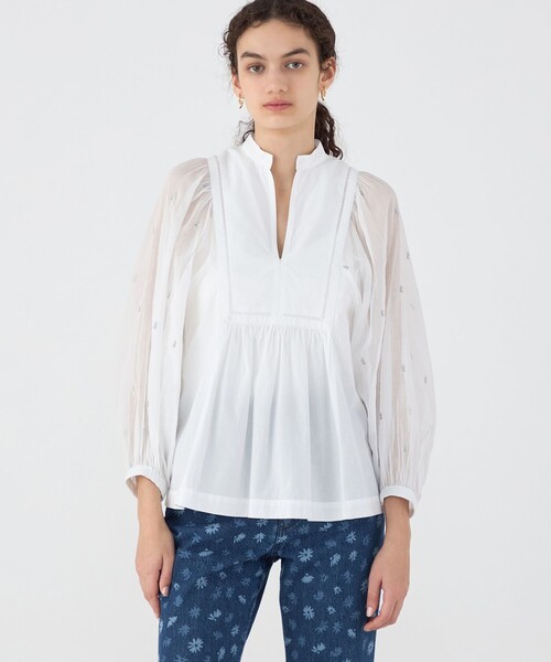 別注】ne Quittez pas BLACK POPLIN ORGANZEシャツ