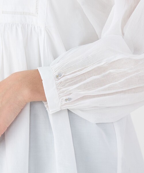 新品ne Quittez pas BLACK POPLIN ORGANZEシャツ 別注】ne Quittez pas BLACK POPLIN ORGANZEシャツ