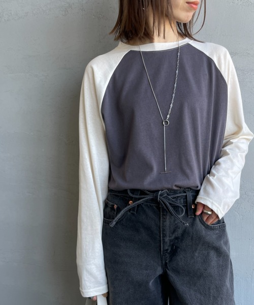 SCREEN STARS（スクリーンスターズ）の「[SCREEN STARS/スクリーンスターズ] 別注 配色ラグラン シアーロングスリーブTシャツ（Tシャツ/カットソー・レディース・チャコールグレー/ダークグリーン/ライトグレー/ボルドー・F）」の2枚目の写真